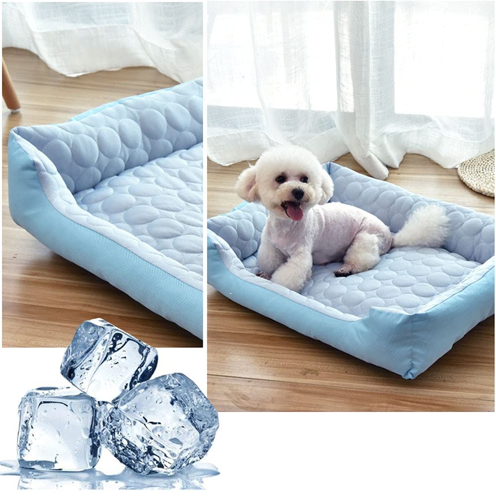 Coussin Rafraichissant pour Chien - Tapis Rafraichissant Chien - Paniers Et Mobilier pour Chiens - Idéal pour Chiens Et Chatspour Rester Au Frais Cet étéBlue-90cm