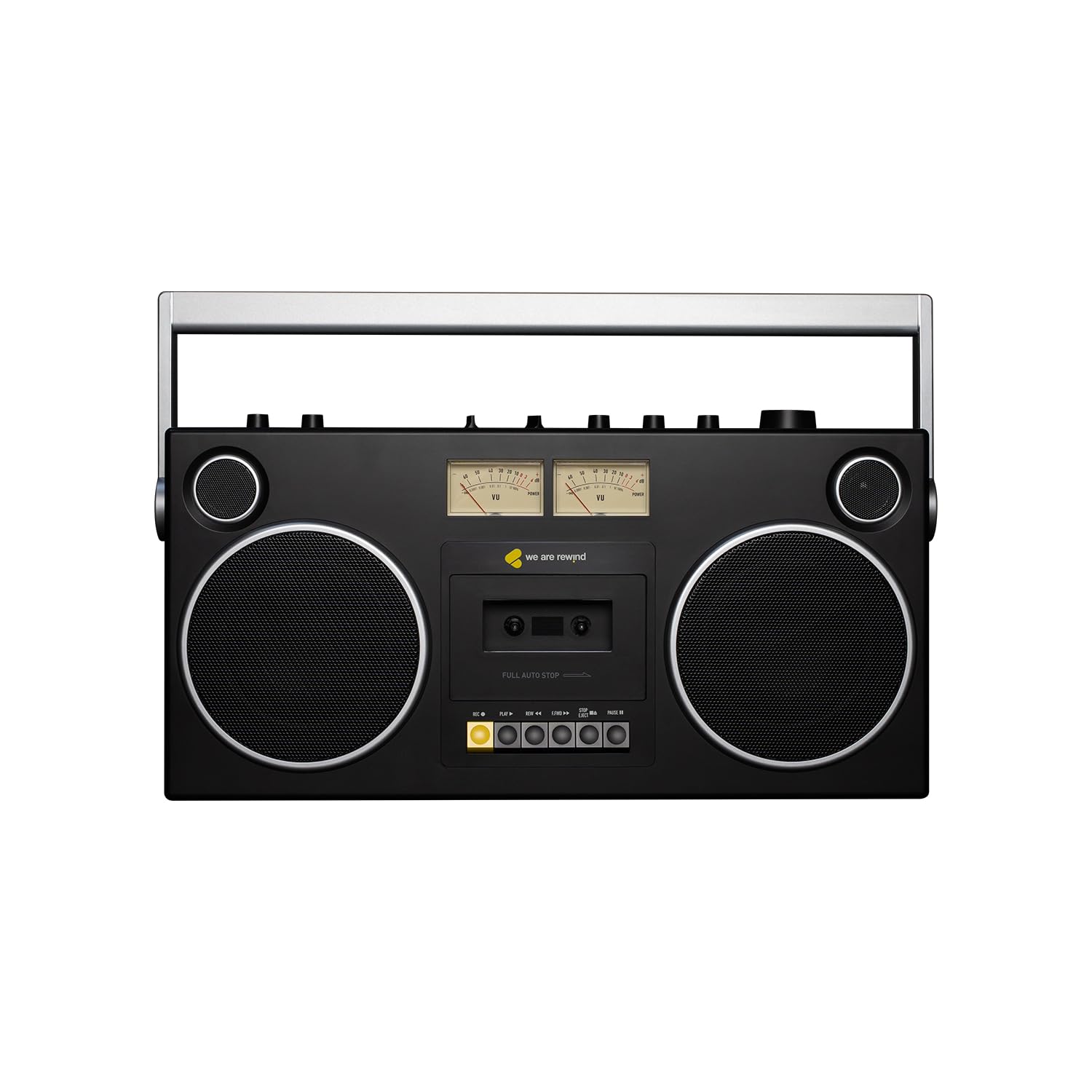 We Are Rewind Retro Cassette Player Curtis - Boombox with Bluetooth 5.4 Portable Cassette Player with Recording Function Ghetto Blaster 104 W Stereo Speakers with 15-Hour Battery in Black