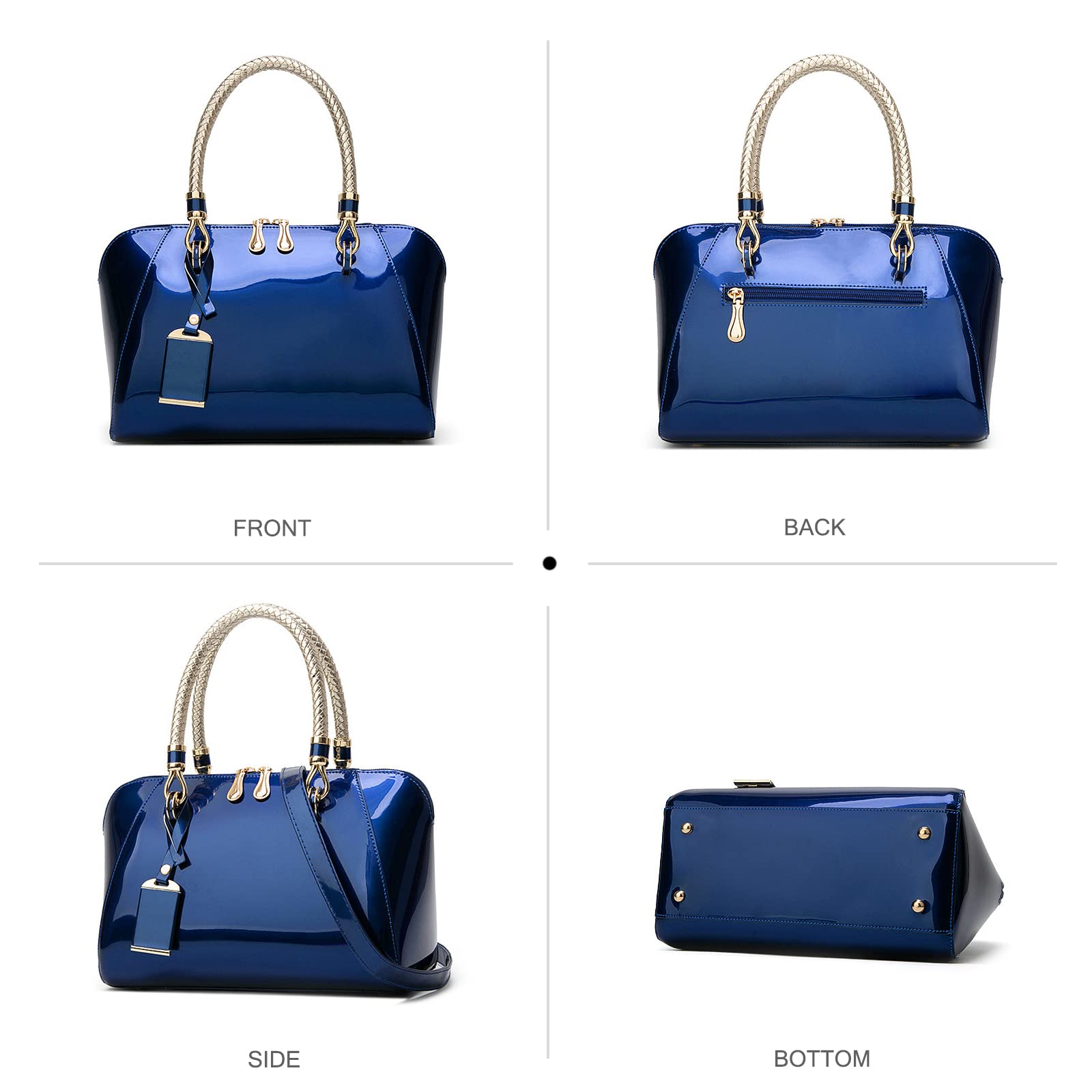 NICOLE & DORIS Moda Borse Donna Borse a Mano Elegante Borsa a Spalla in Vernice Sera Pochette Donna Borsetta da Sposa Bianco