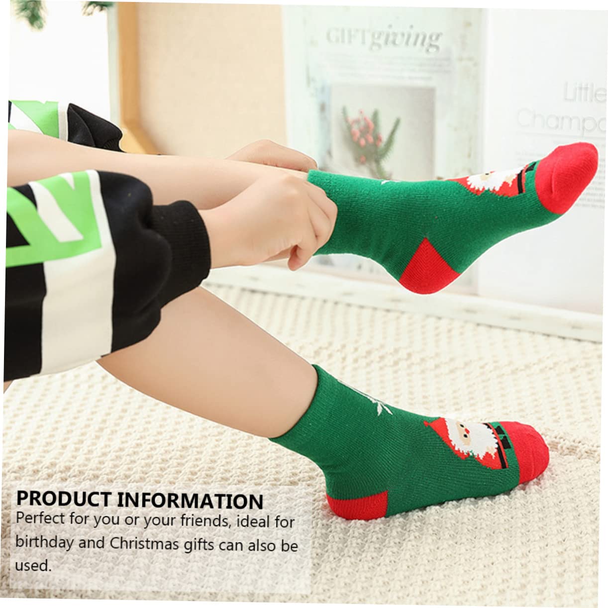 Healeved 5pares Calcetines Navideños Para Calcetines De Algodón De Grosor Dibujos Animados De Invierno Para Usar Casa Obsequio De Navidad