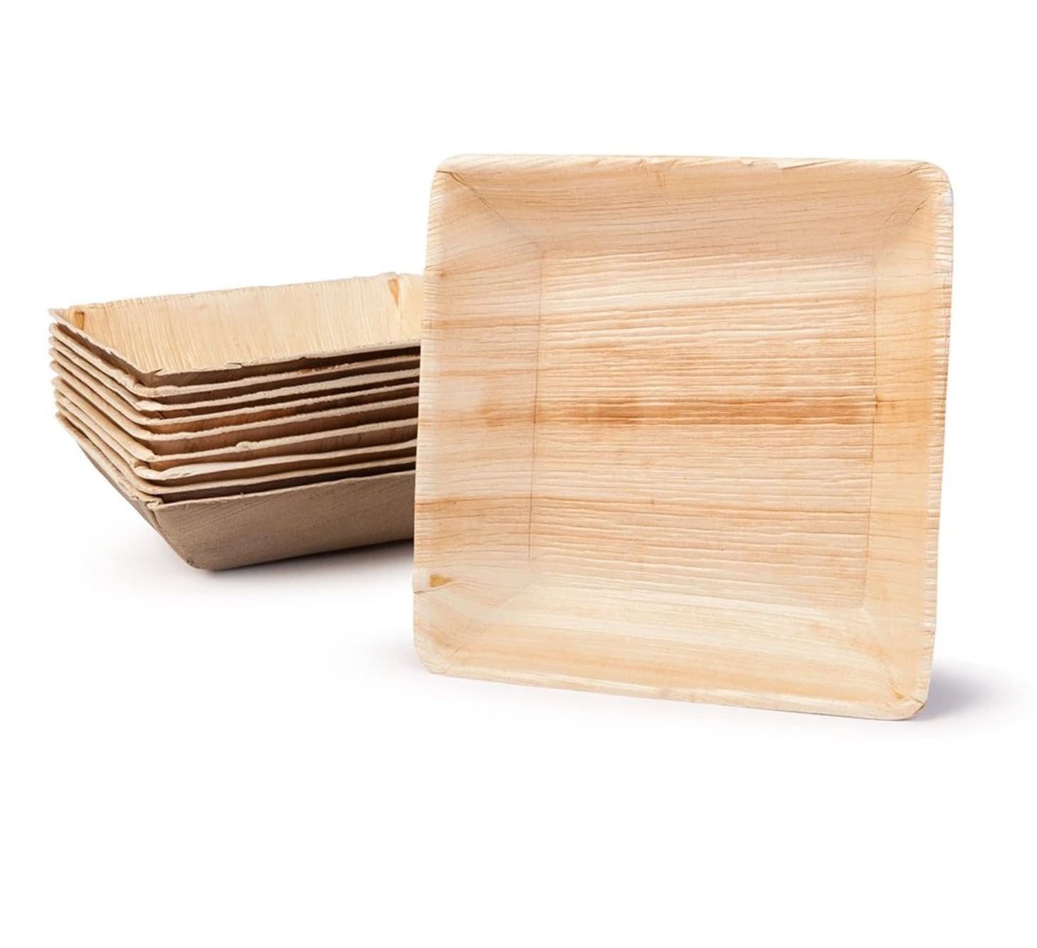 100 Einwegschalen rund aus Palmblatt | biologisch abbaubares Einweggeschirr | Schalen aus Bambus, Material Palme, Holz, Einwegglas, Bambus, 600 ml