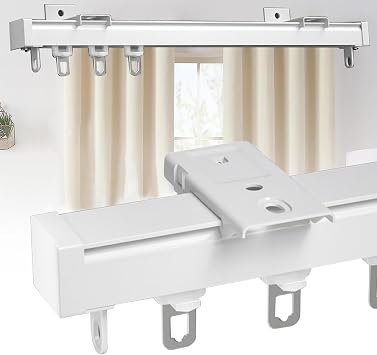 Hidden Ceiling Tracks For Curtains - Wall Mount Curtain Single Tracks, Curtain Rod, Heavy-Duty Curtain Rails With Silent Rollers And Accessories For Home Office Room Divider