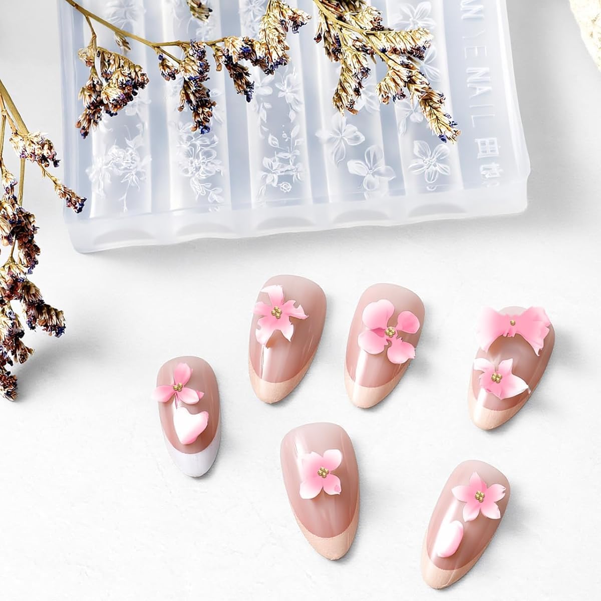 MAYCREATE® 4PCS 3D Gel Nail Art Flower Molds Silicone Nail Molds 2