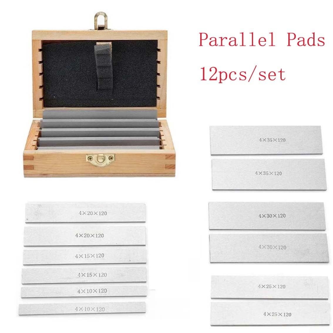 Juego de 12 piezas de almohadillas paralelas de precisión de 120 mm de longitud, bloques de fresado de metal con caja de almacenamiento para torno y máquina de molienda, herramienta de taller, acabado