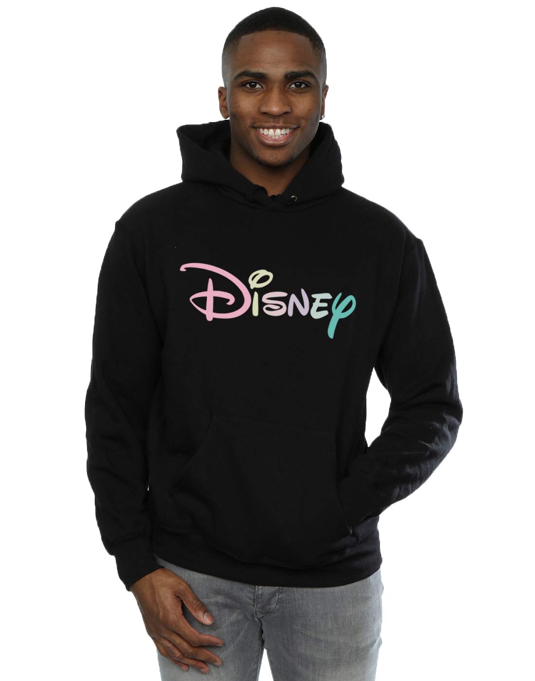 Absolute Cult Men's Black Disney Pastel Logo Hoodie XX-Large