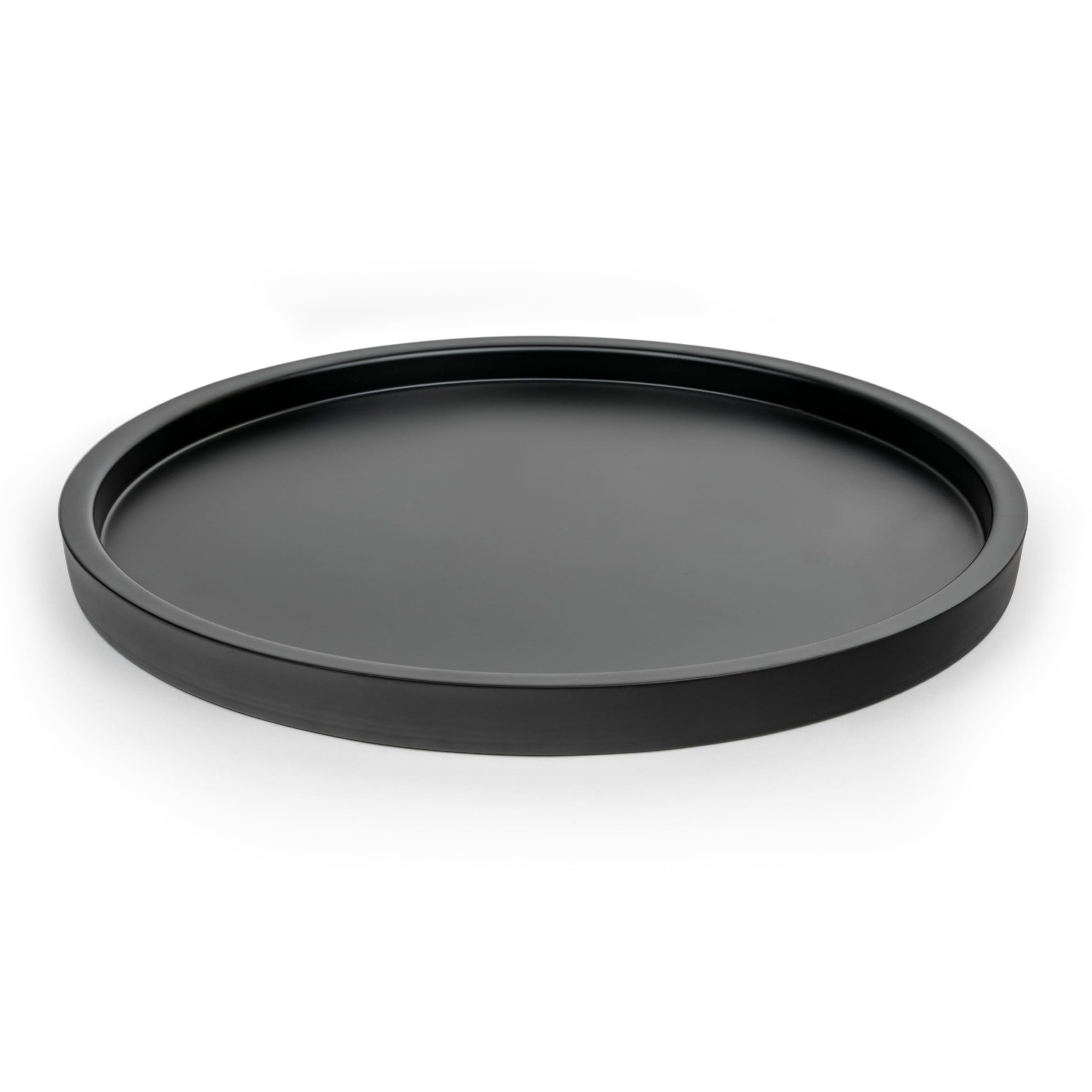 Bredemeijer Large Round Serving Tray Diameter 38 cm Black High Rim Metal Tray Ideal for Serving Drinks