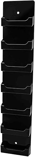 Marketing Holders Soporte de pared para tarjetas de visita vertical, soporte de pared de acrílico duradero de alta calidad, 7 bolsillos, color negro