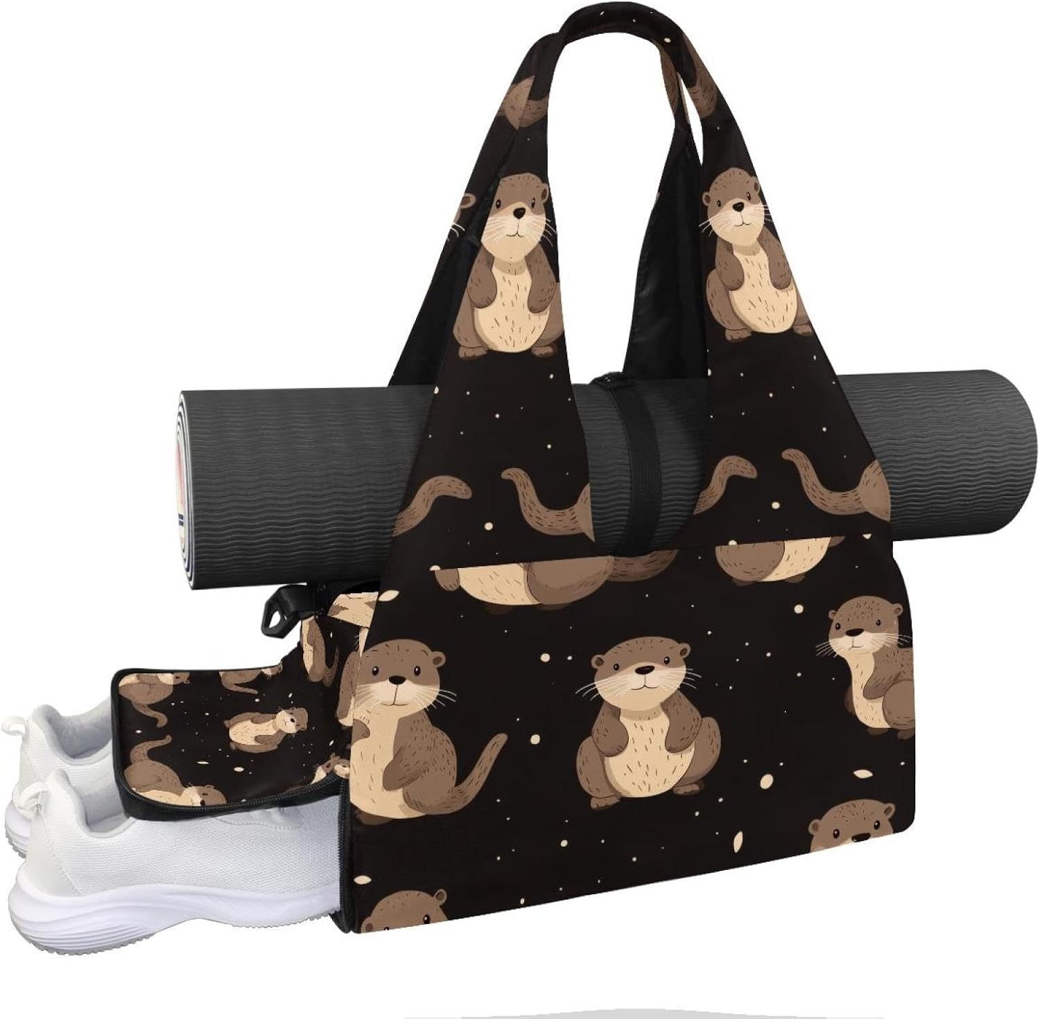 Yoga Mat Bag, Gym Workout Bag with Shoe Compartment, Tropical Flamingos Pilates Bag for Women, Quick Access Storage Yoga Tote Bag for Sports Travel Office