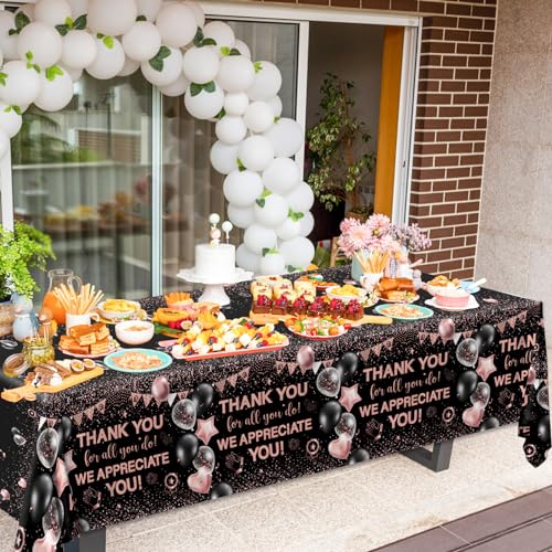 Image of We Appreciate You Tablecloth Decoration,Thank You Party Decoration 3cs Rose Gold Thank You for All You Do Table Covers for Appreciate Party Employee Teacher Doctor Decor