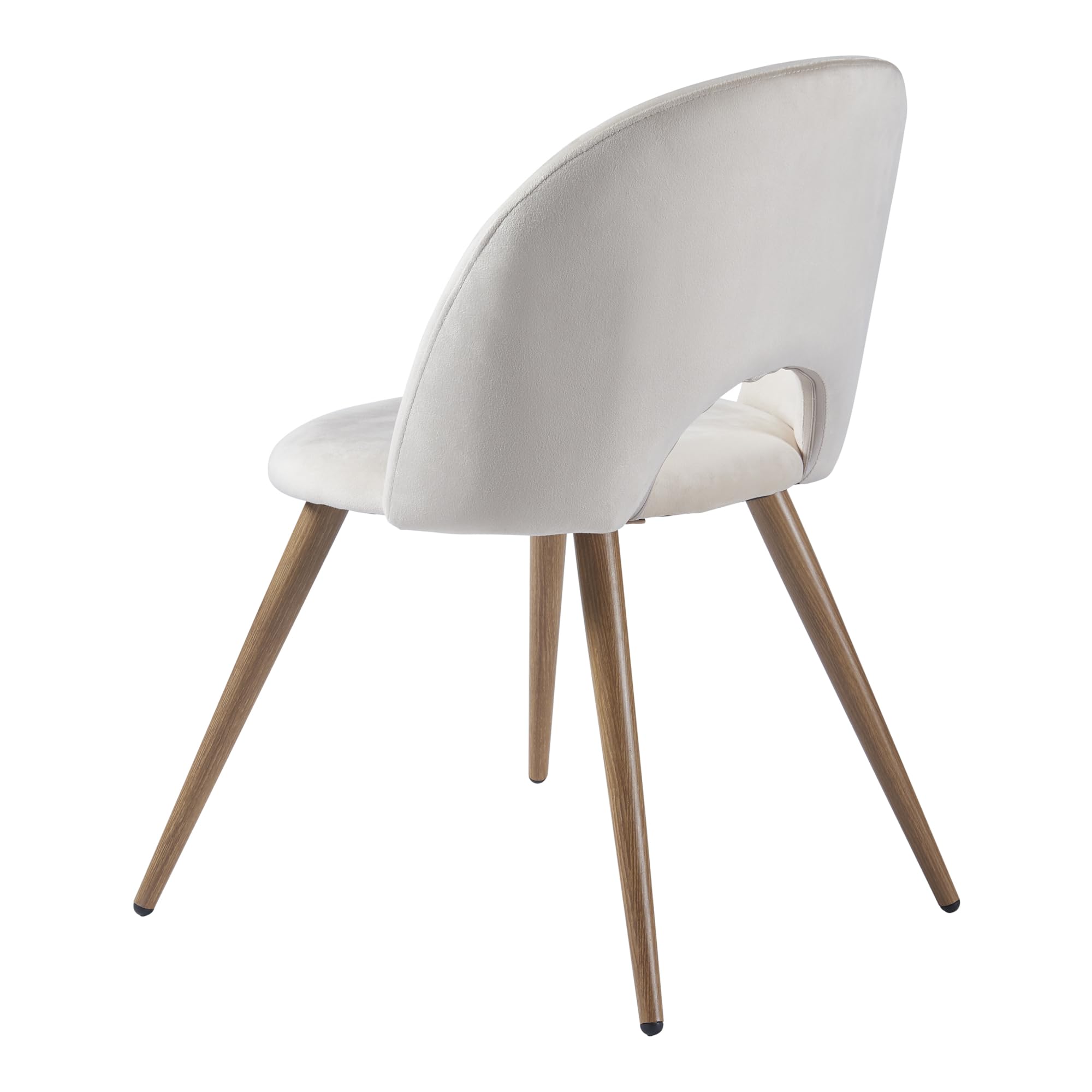 [en.casa] Set di 2 Sedie da Sala Pranzo Poltroncine per Salotto Cucina Coppia di Sedie Imbottite Rivestimento in Tessuto Effetto Velluto 77 x 50 x 55 cm - Beige/Effetto Legno