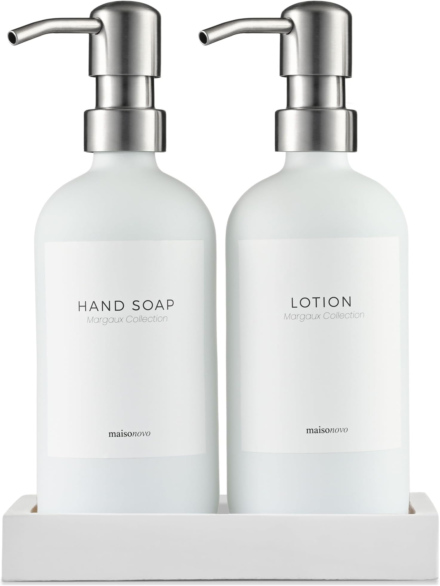 Circleware Duo Dispenser Silver Accent Bottle Pumps in