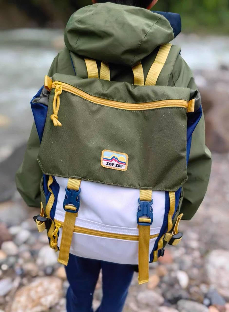 zoy zoii Wanderrucksack für Kinder, Schulrucksack für Kinder, Wanderrucksack, Schulrucksack für Kinder, mit Outdoor-Design, Kindergartenrucksack, grün, Large
