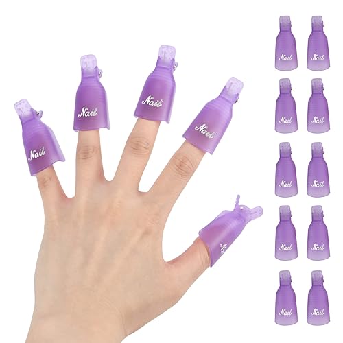 (púrpura) 10 piezas de plástico acrílico arte de uñas Soak Off Cap Clip UV Gel removedor de esmalte herramienta de envoltura de gel removedor de