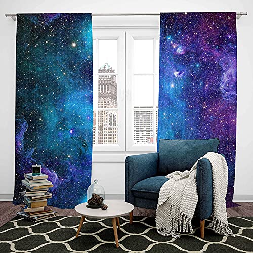 Loussiesd Galaxy Outer Space Curtains for Bedroom Living Room Starry Nebula Curtains Universe Galaxy Windows Drapes Astronomy Astrology Curtains for Kids Boys Girls Adults W52*L63*2 - Image 3