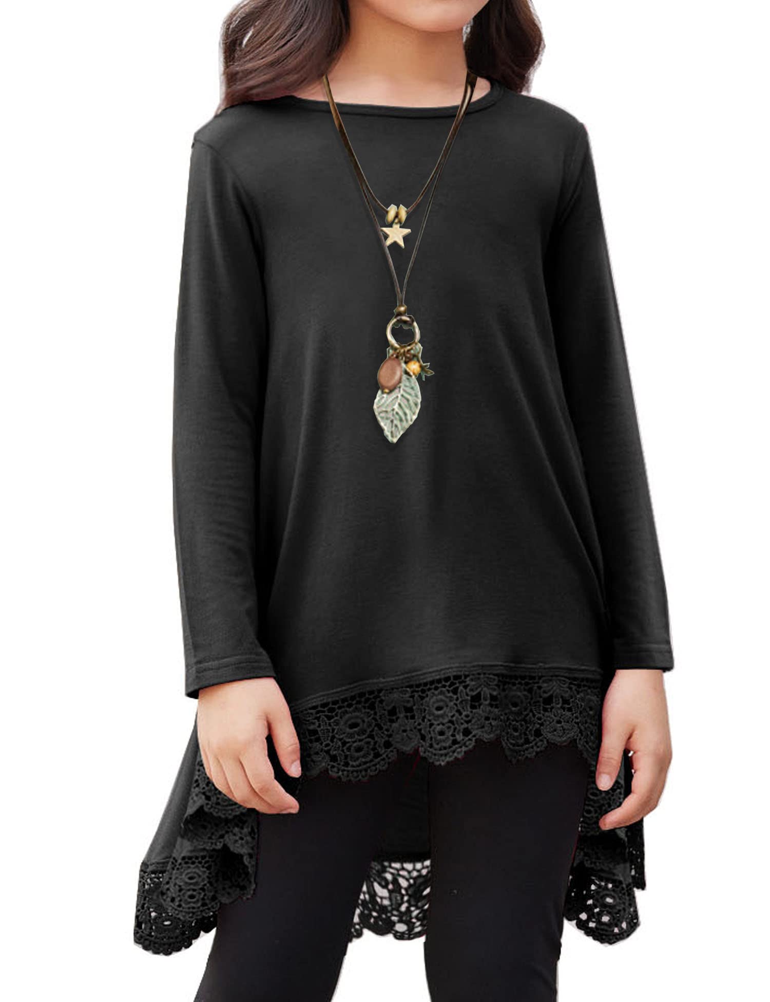 Arshiner Camisa Manga Larga Túnica Casual Básica Suelta Suave Swing Niños Suéter Blusa Larga Camiseta para niñas