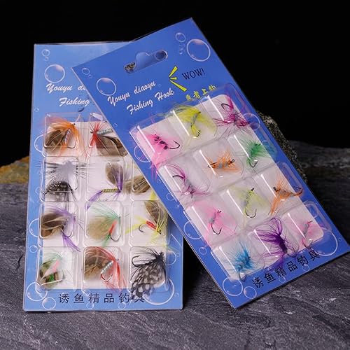 Origlam 12Pcs Fly Fishing Fly Kit Fly Handcrafted Fly Fishing Lure, Topwater Fishing Lures Fishing Lure For Trout Bass Salmon (Butterfly) #TOP5