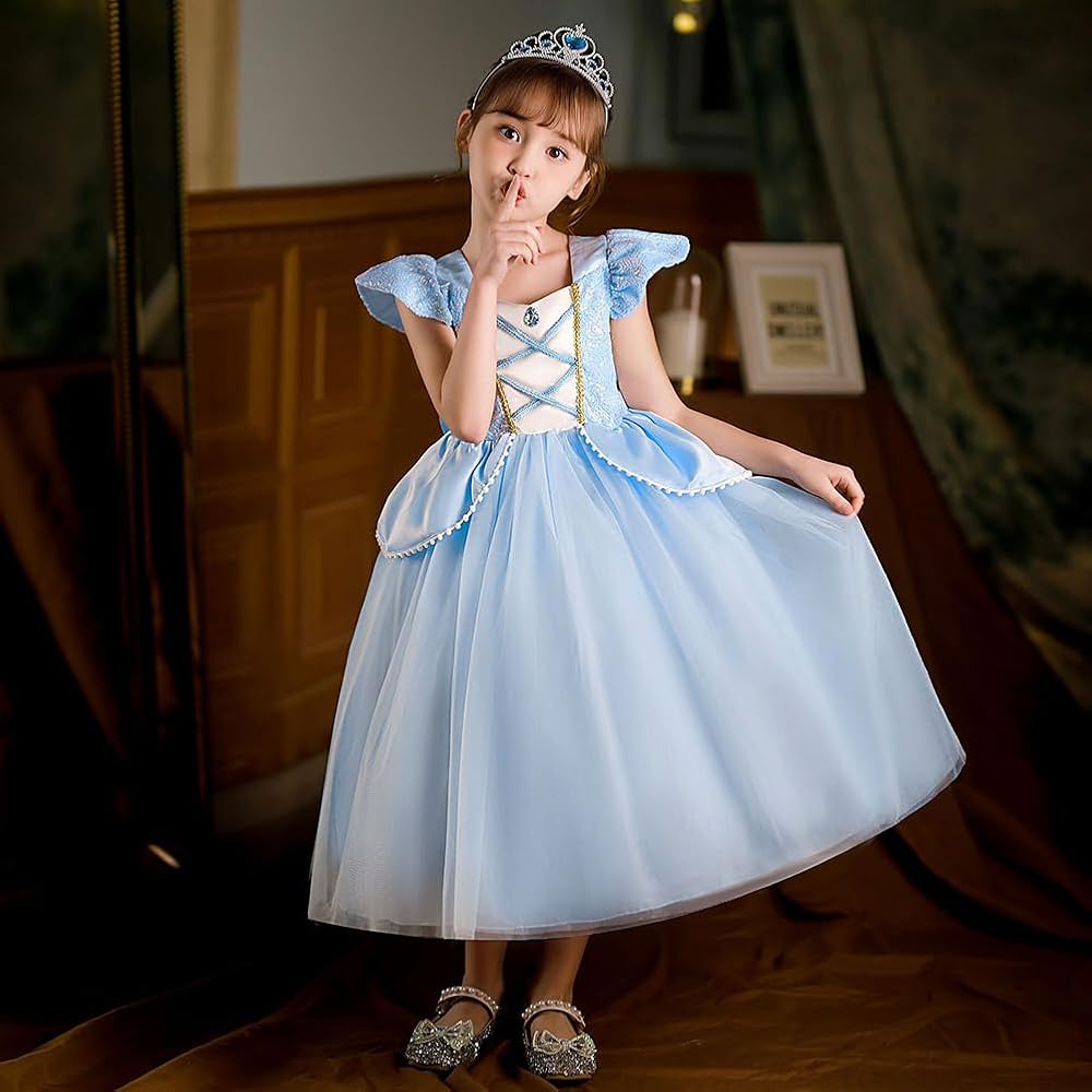 【公式】120cm ディズニープリンセス風コスプレドレス Amazon.co.jp: [Agture] シンデレラ風 ドレス 子供 シンデレラ風