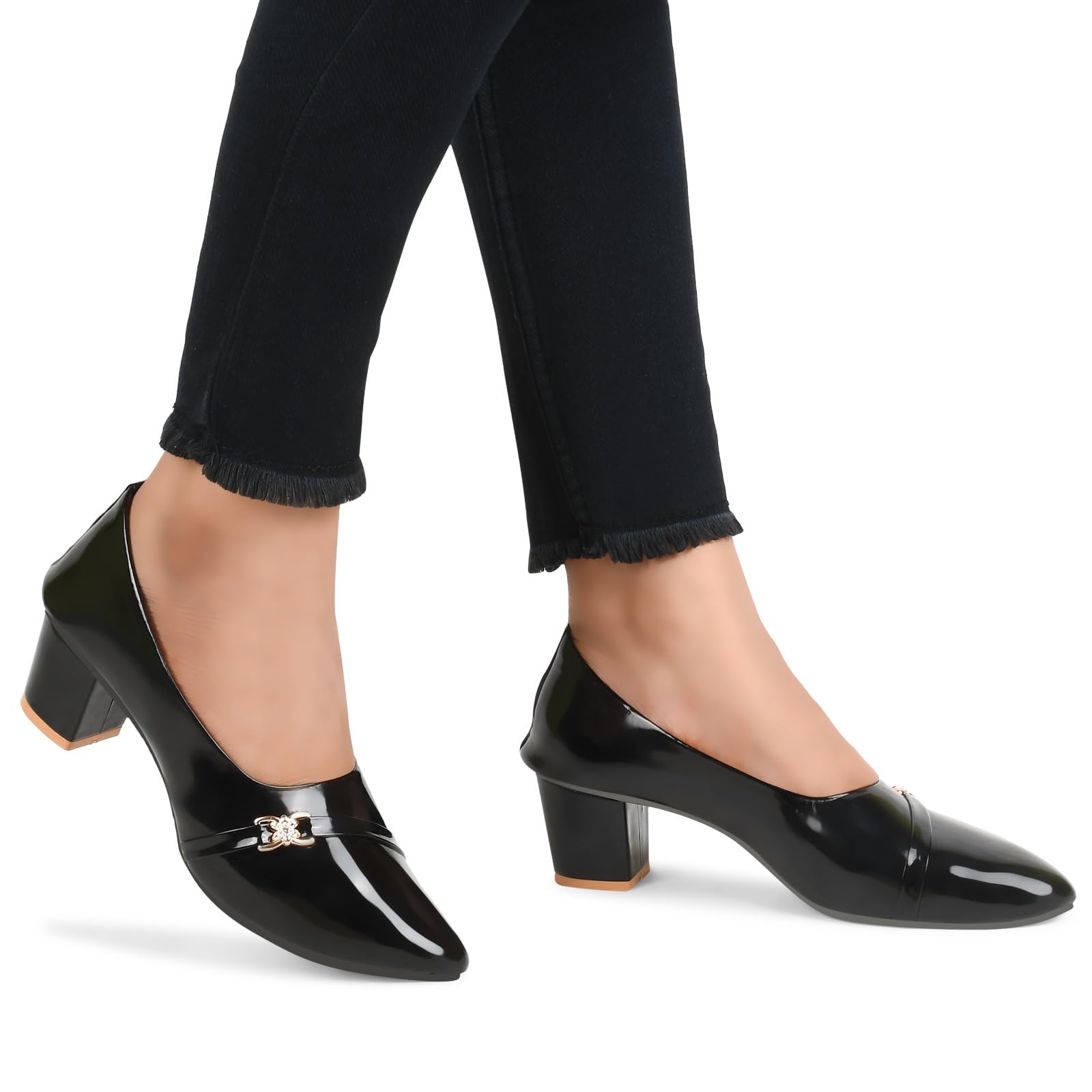 AN DREAM FASHION Women Office Wear Formal Bellies Latest Ballet Heels Shoes Women Stylish Fashion Bellies (Black, UK Footwear Size System, Adult, Women, Numeric, Medium, 4) 3