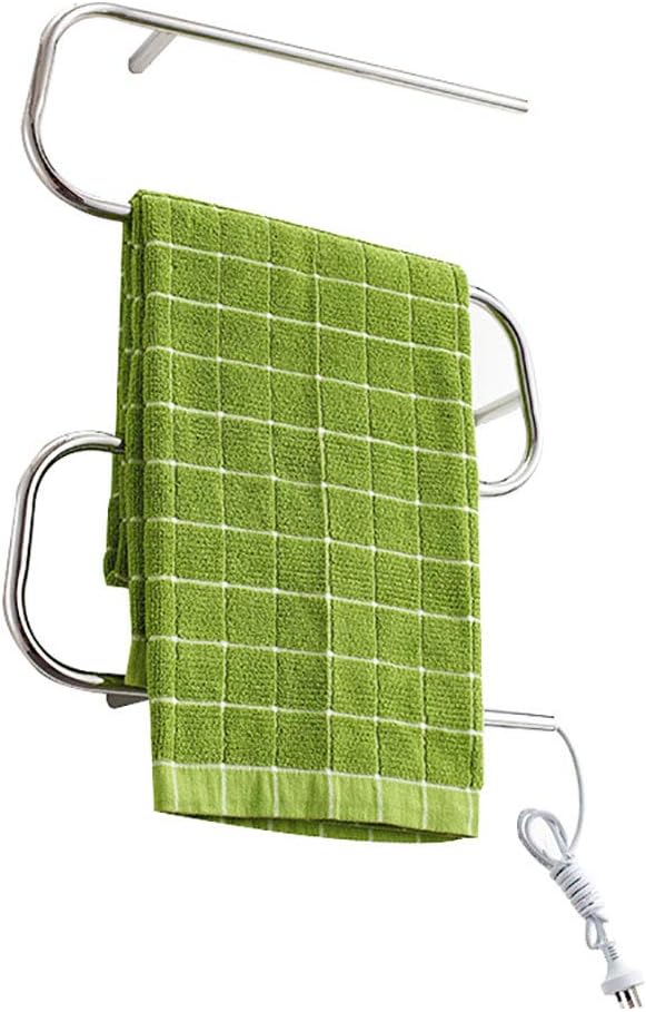 Towel Warmer Wall Mounted 4-Bar Electric Towels Heater Rack Stainless Steel Constant Temperature Drying Rail for Home Bathroom