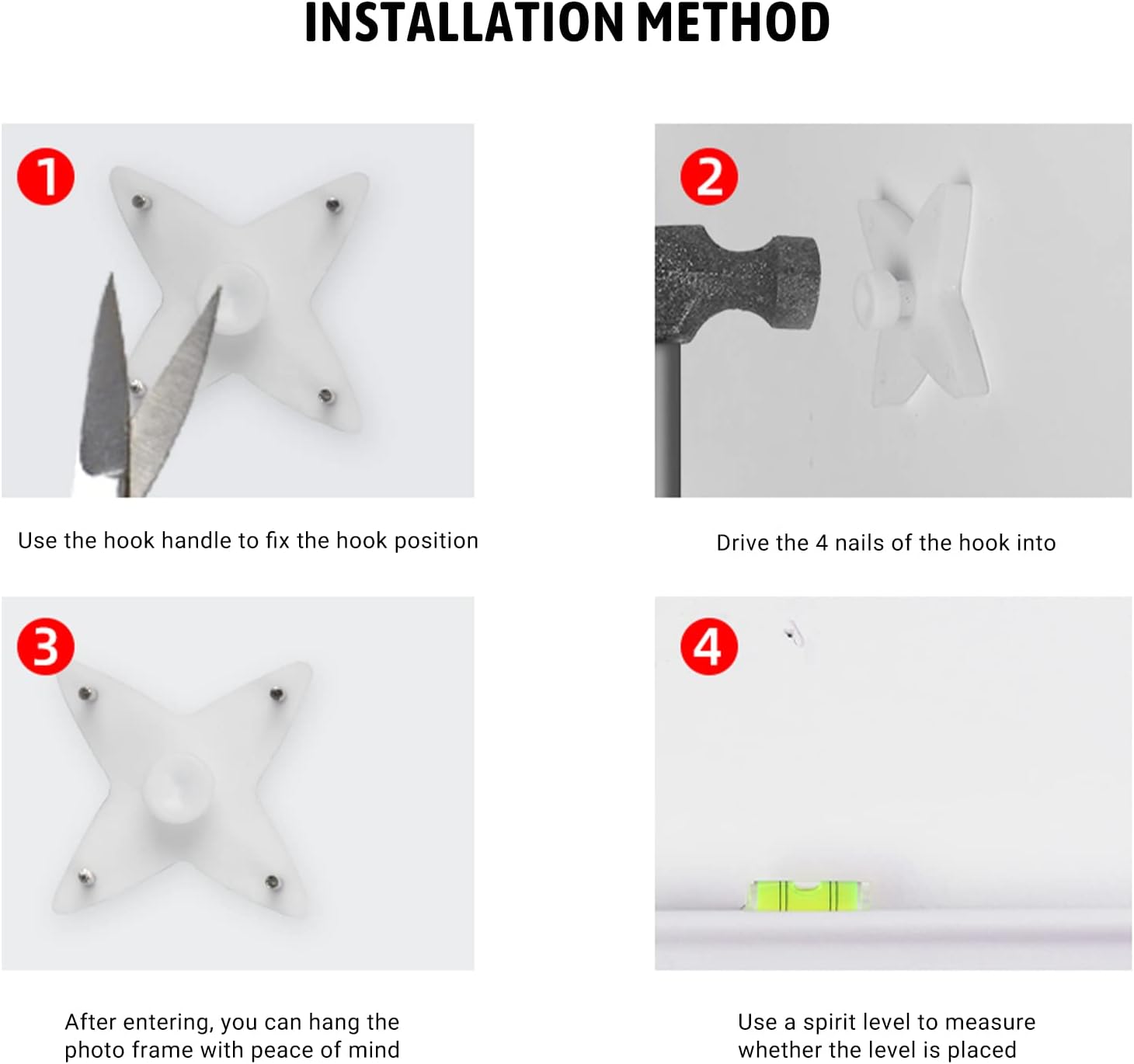MroMax 200Pcs Hardwall Hangers for Hardware Concrete Wall Hooks Invisible Nail Hangers Non-Trace Wall Picture Hanger No Damage Stucco Hooks for Hanging Picture Photo Frame Clock 1.10" x 1.10" (L*W)