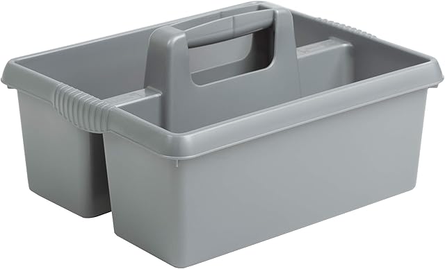 Wham Large Plastic Kitchen Cleaning Carry Tray Caddy Tidy Tote Organiser with Handle - Silver