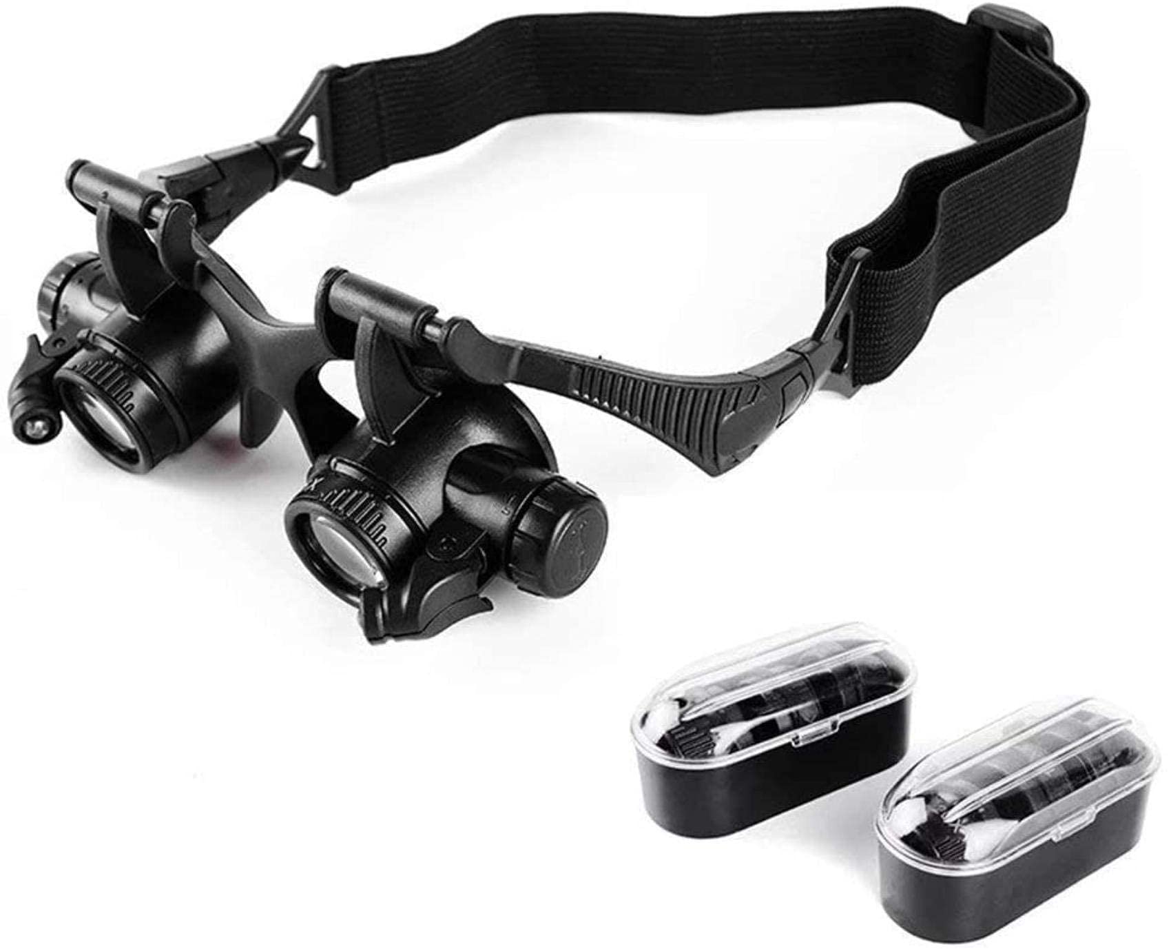 asdchZen Hd Binocular Head Wearing Magnifying Glass 10X 15X 20X 25X Multi Eyepiece Watch Instrument Repair Magnifier