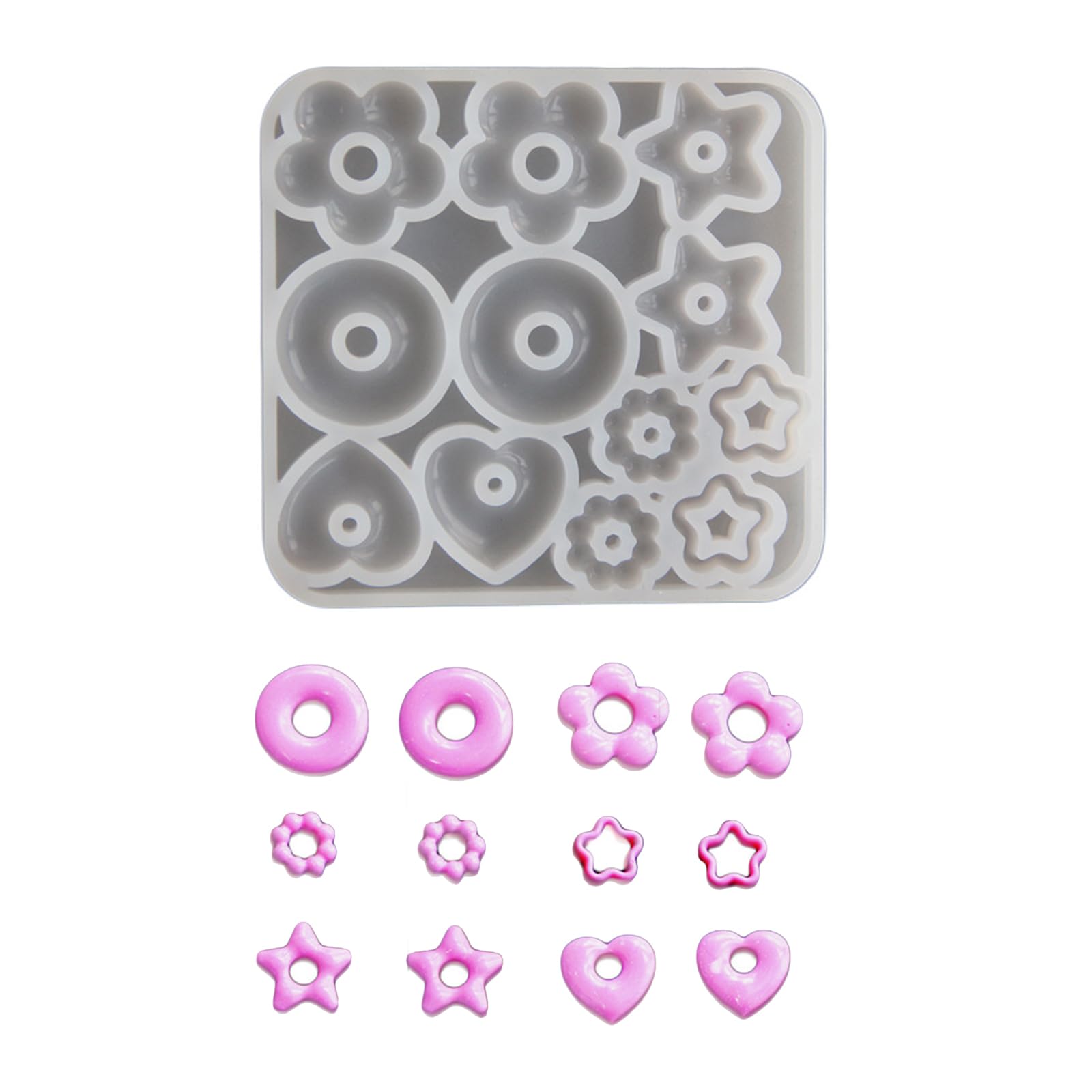 fexxkg Silicone Keychain Resin Jewelry Heart Star Flower Earring Epoxy Resin Accessories for Making Accessories