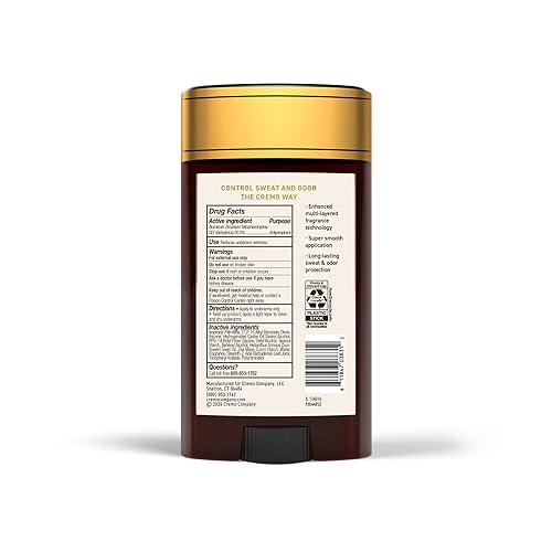 Miniatura 7 de Cremo Antitranspirante y desodorante de bergamota italiana para hombres, protección contra el sudor y el olor de 48 horas, 2.65 onzas