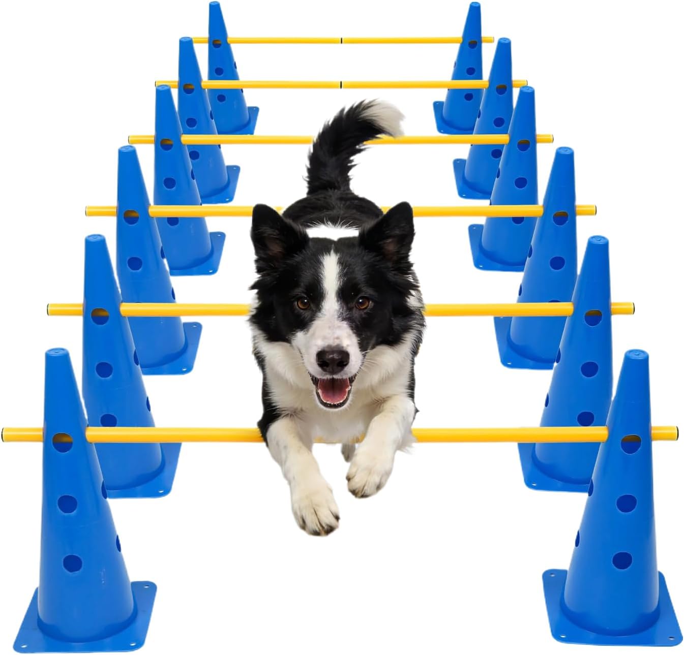 Adjustable Dog Equipment, Heavy Duty Agility Set, 6 Pieces Cones with Height Control Feature, Obstacle Course Gear, Dog Training Cones with Sturdy Build, Agility Kit for Indoor Outdoor