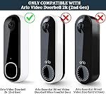 Adhesive Porte-Belle pour sonnette de porte vidéo Arlo 2K (2nd Gen), Support de fixation sans perçage, Protection anti-température pour caméra Arlo Doorbell, Convient pour les appartements, Locations, Maisons (Noir)