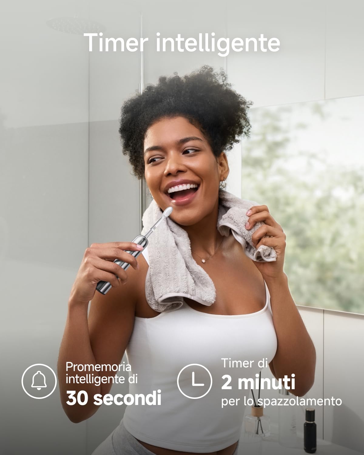 Laifen Wave Pro Spazzolino Elettrico Sonico per Adulti – Spazzolino Sonico con Oscillazioni a 60°, App Intelligente, Batteria da 70 Giorni, 2 Testine, Impermeabile IPX8(Acciaio Inossidabile)