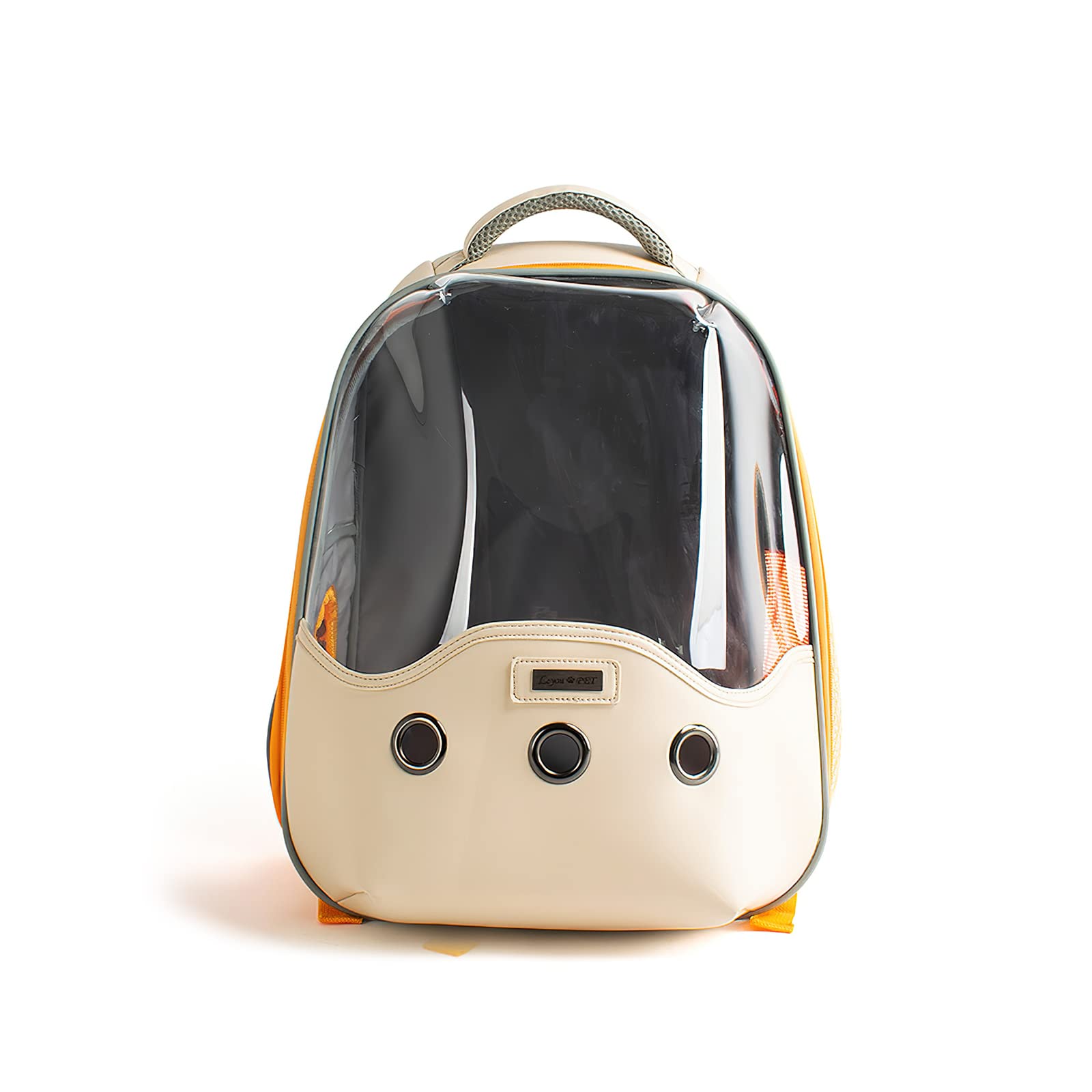 Galatée Katzenrucksack, Tragbarer Atmungsaktiver Haustiertragerucksack, Haustierrucksack Mit Transparentem Fensterdesign, Hundetragerucksack Mit Innerem Sicherheitsgurt(Hellgelb)