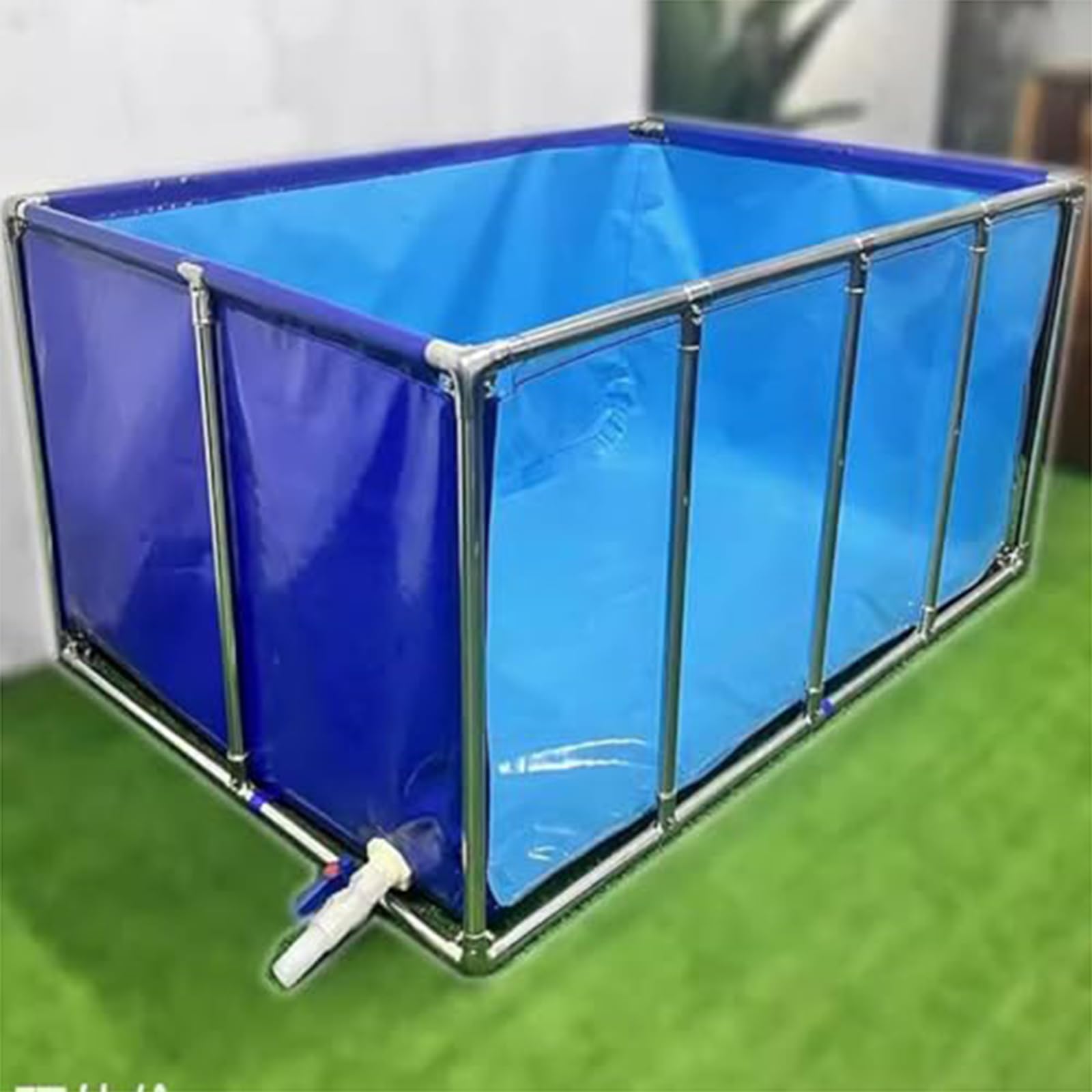 200x100x61cm,Estanque Elevado para Peces: Revestimiento De Lona De PVC con Estructura De Acero, Fácil De Instalar, Ventana Transparente, Tanque Ideal para La Cría De Carpas Koi.