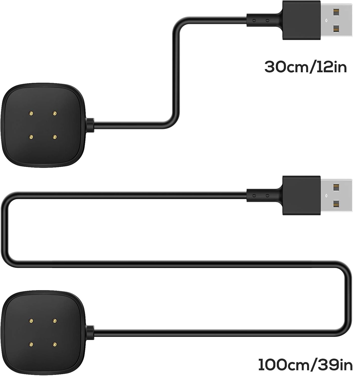 2 Pack Charger Cable Compatible with Fitbit Sense/Sense 2 & Versa 4/Versa 3 Charger Replacement USB Charging Cord Dock Stand Cable for Fitbit Versa 3/4 & Sense/2 Smartwatch Accessories cables(3.3/1ft)