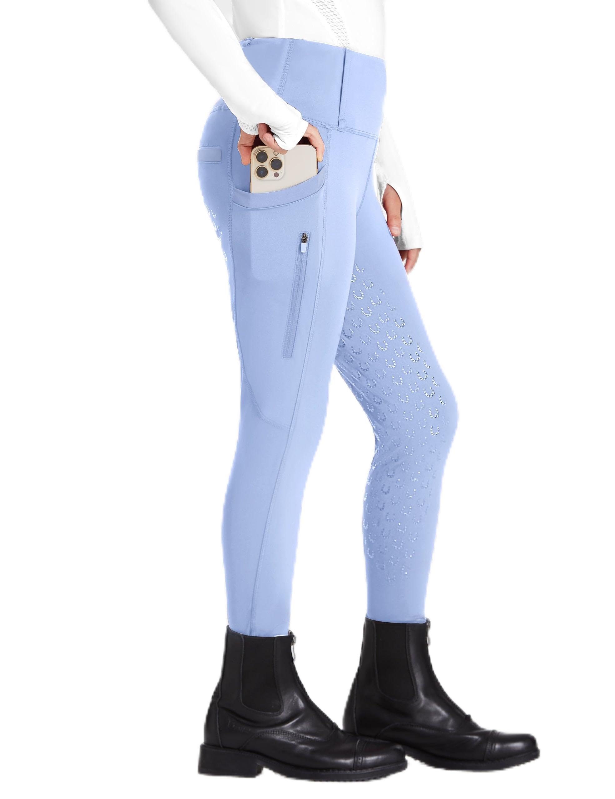 FitsT4 Sports Pantalones de equitación para niñas Leggings de equitación Revestimiento Completo de Silicona Pantalones de equitación de Cintura Alta
