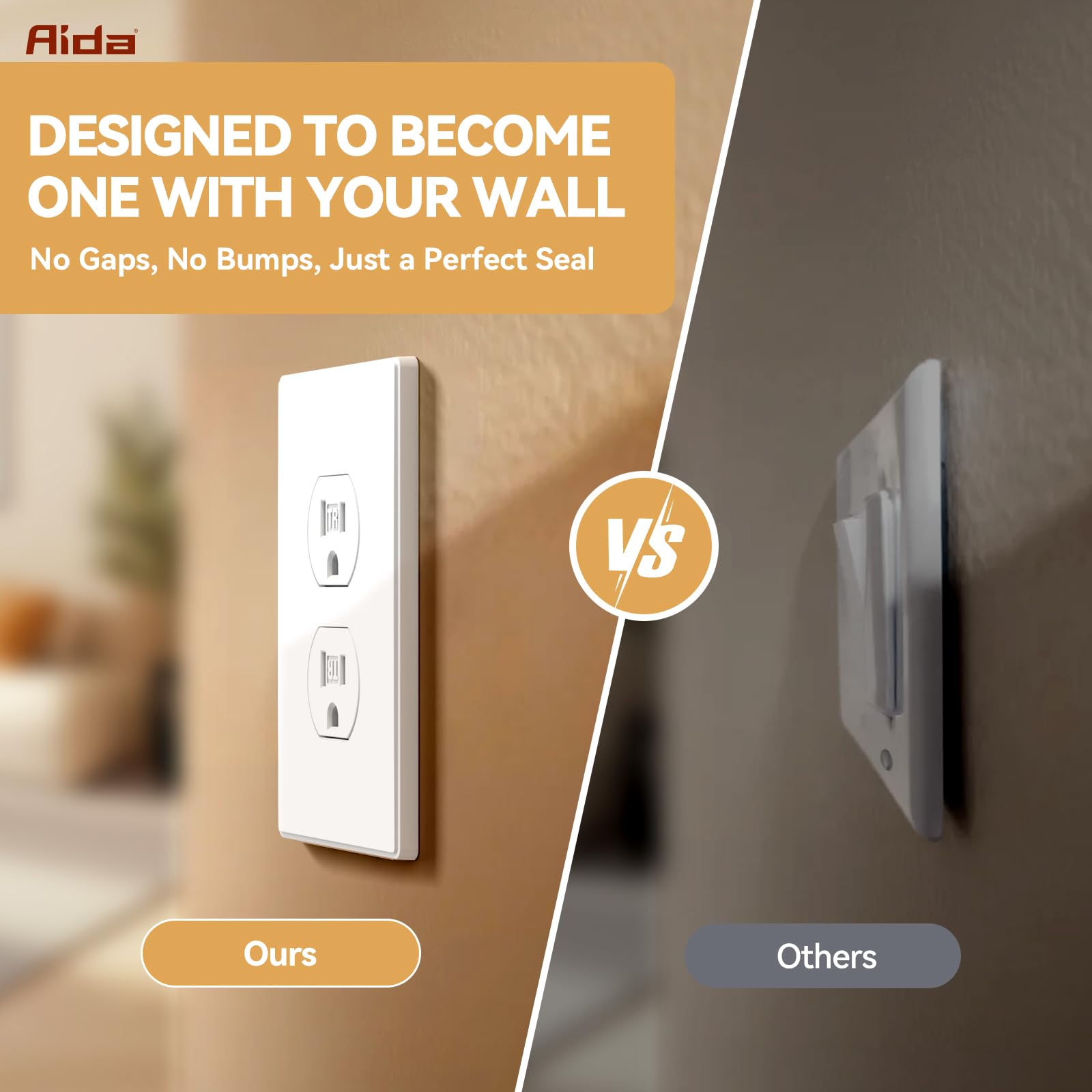 AIDA Screwless Outlet Covers - Matte White (10 Pack) -8