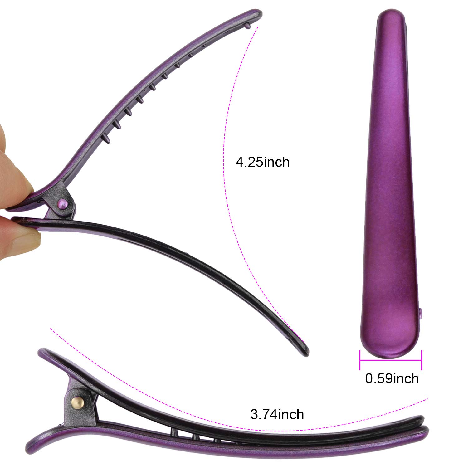 12Pcs Hair Sectioning Clips + 1Pcs Professional Anti-Static Metal Tail