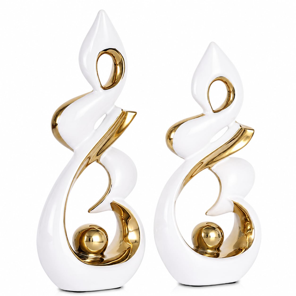 Décoration d'intérieur en céramique : statues abstraites aux finitions dorées luxe