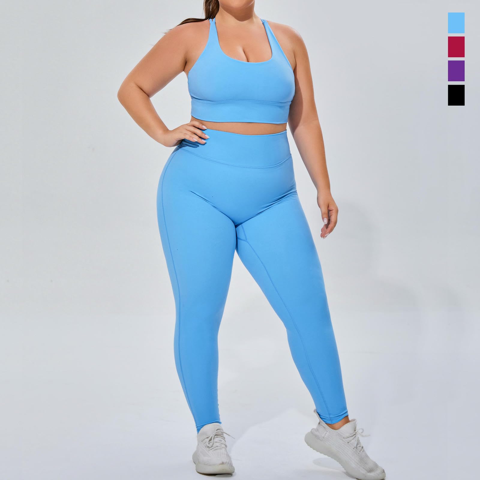 Damskie ubrania do jogi damski strój sportowy plus size wysoka elastyczna oddychająca dwuczęściowa fitness