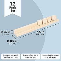 Vista 4 de Bright Creations Wooden Scrabble Tile Holder - Game Organizer with Scrabble Trays - Craft Display for Letter Tiles - Space-Saving Racks - Pack of