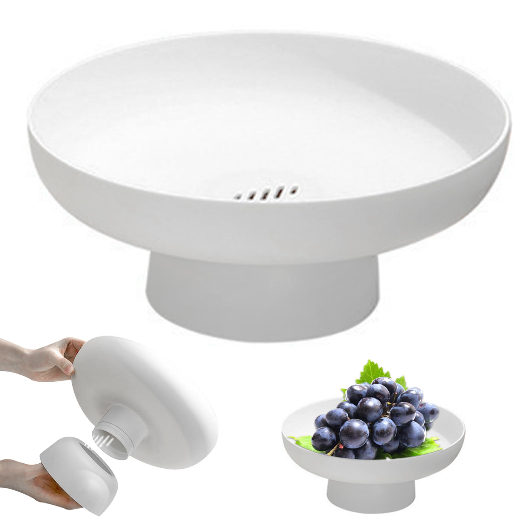 Bol à Pied Rond Avec Drain - Panier à Fruits Et Légumes En Plastique PP, Diamètre 26.5 Cm, Hauteur 11.5 Cm, Déco Et Pratique