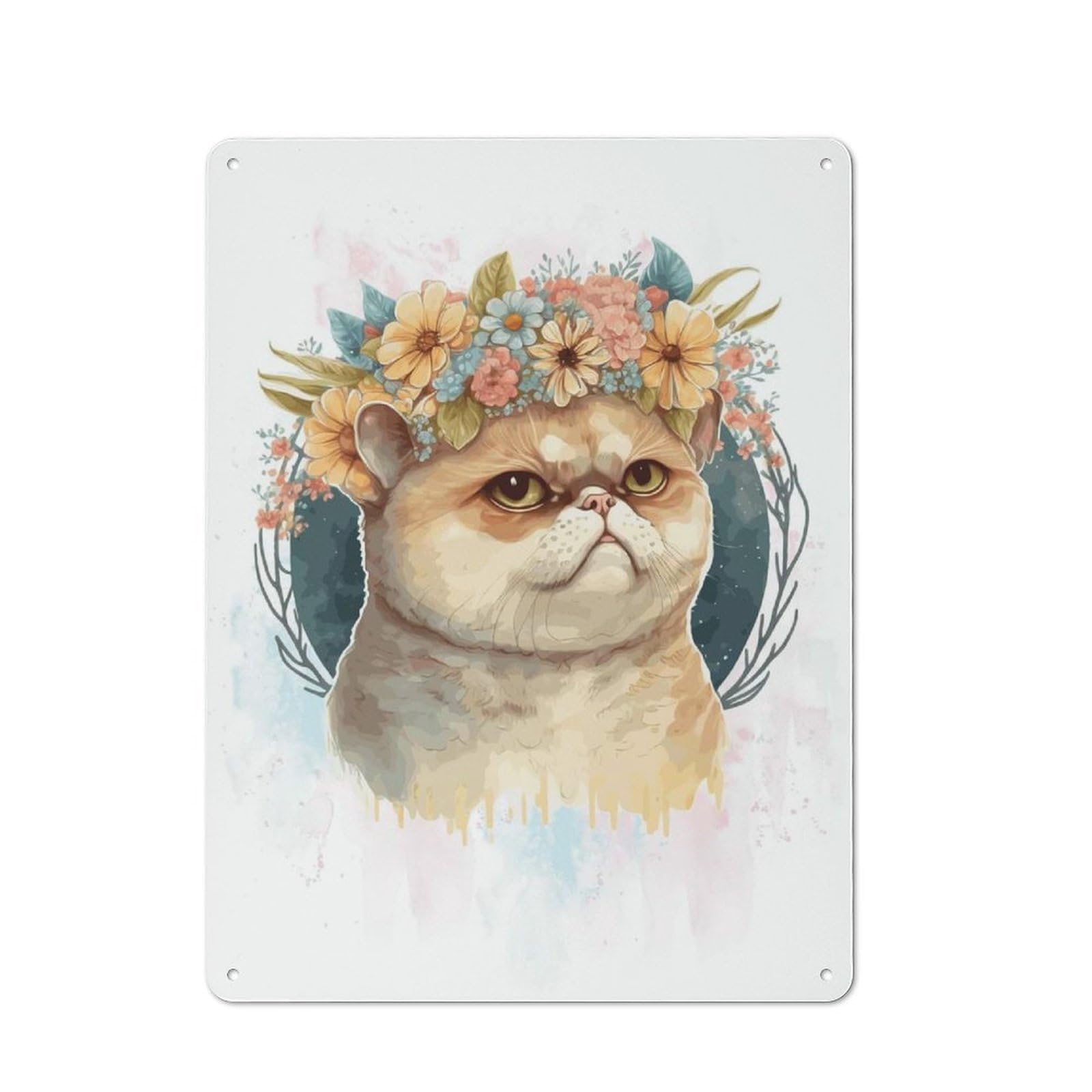 Junmoney Style-16 Cute Exotic Shorthair Cat Retro Metal Wall Sign 40X30cm For Hobby Room Or Studio, For Garage, Workshop And Man Cave Decoration