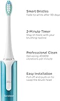 Vista 4 de Soniclean Lux Sonic - Cepillo de dientes para adultos, 6 cabezales de cepillo de dientes, recargable, automático, recambios, aguamarina
