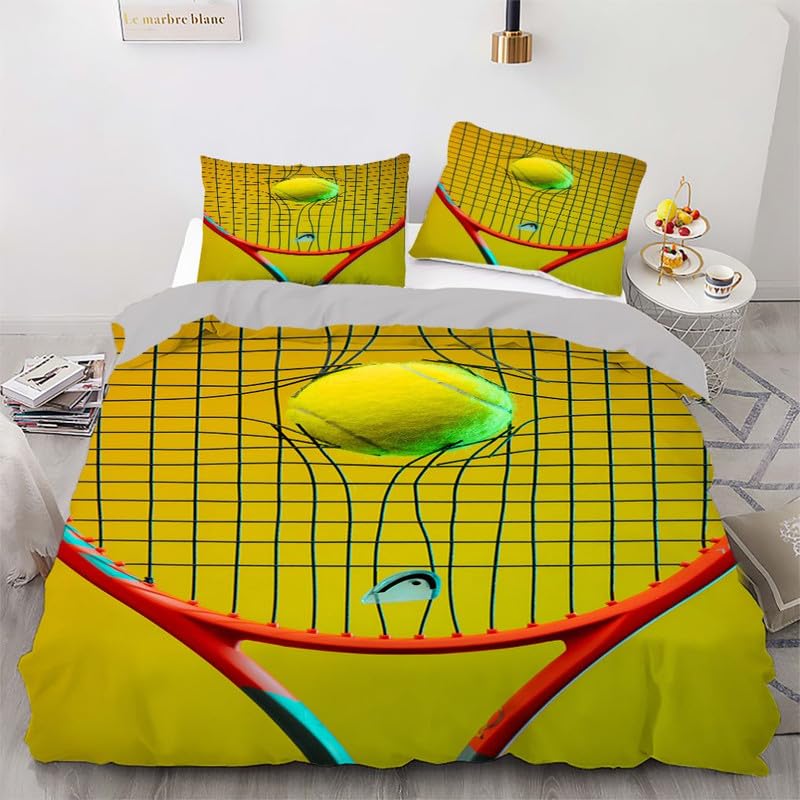 Parure de lit 240 x 260 microfibre infroissable tennis jaune anti-transpiration