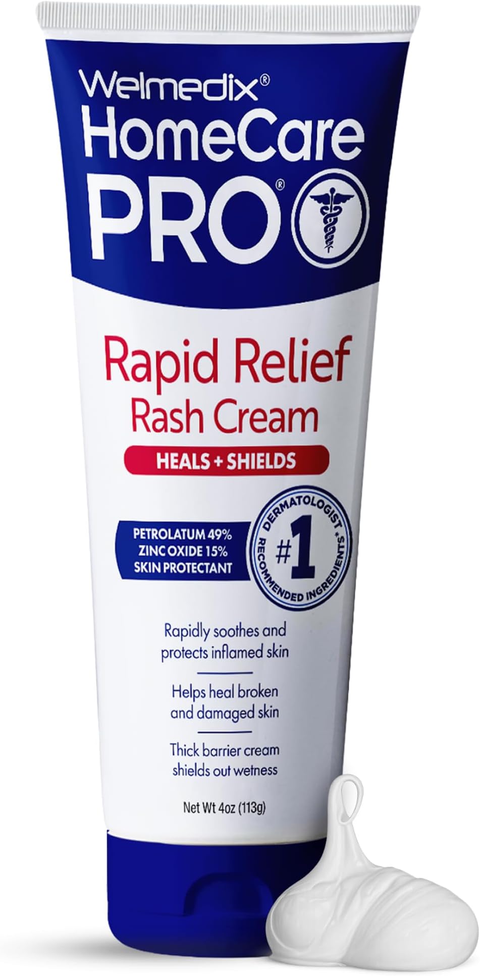 Welmedix Adult Diaper Rash Cream - Zinc Oxide Cream & Moisturizing Skin Barrier Cream, Maximum Strength Diaper Rash Cream for Adults, Skin Protection Ointment - 4oz