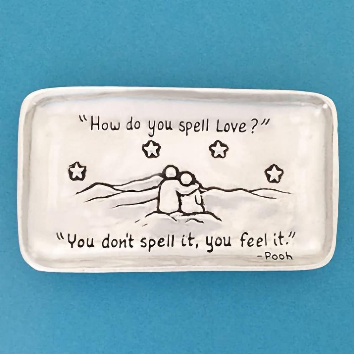 Basic Spirit Small Pewter Jewelry Tray - How do you spell Love - Home Decorative Bowl Christmas Gift, Jewelry Display, Ring Holder Storage Display Organizer Valentines Days