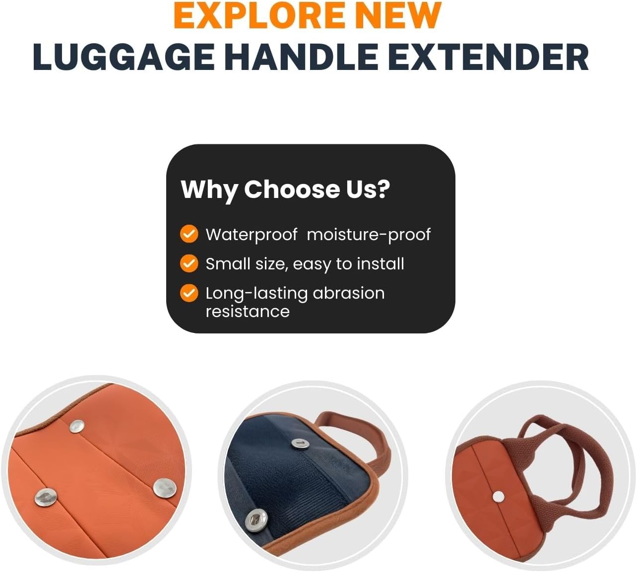 Luggage Handle Extender – 7.5-Inch Soft Grip Extension Strap, Secure Travel Handle Attachment for Carry-On & Suitcase, Durable Nylon Grip for Comfortable Lifting (Burnt Orange & Coffee Brown)