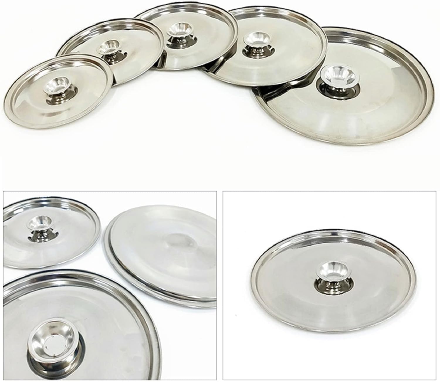 Español Tapa Universal De Acero Inoxidable, Tapa Universal De 14/16/18/20/24 Cm, Tapas De Repuesto para Ollas Y Sartenes, Tapa De Acero Inoxidable para Cacerola Y Sartén, Silver, 24cm