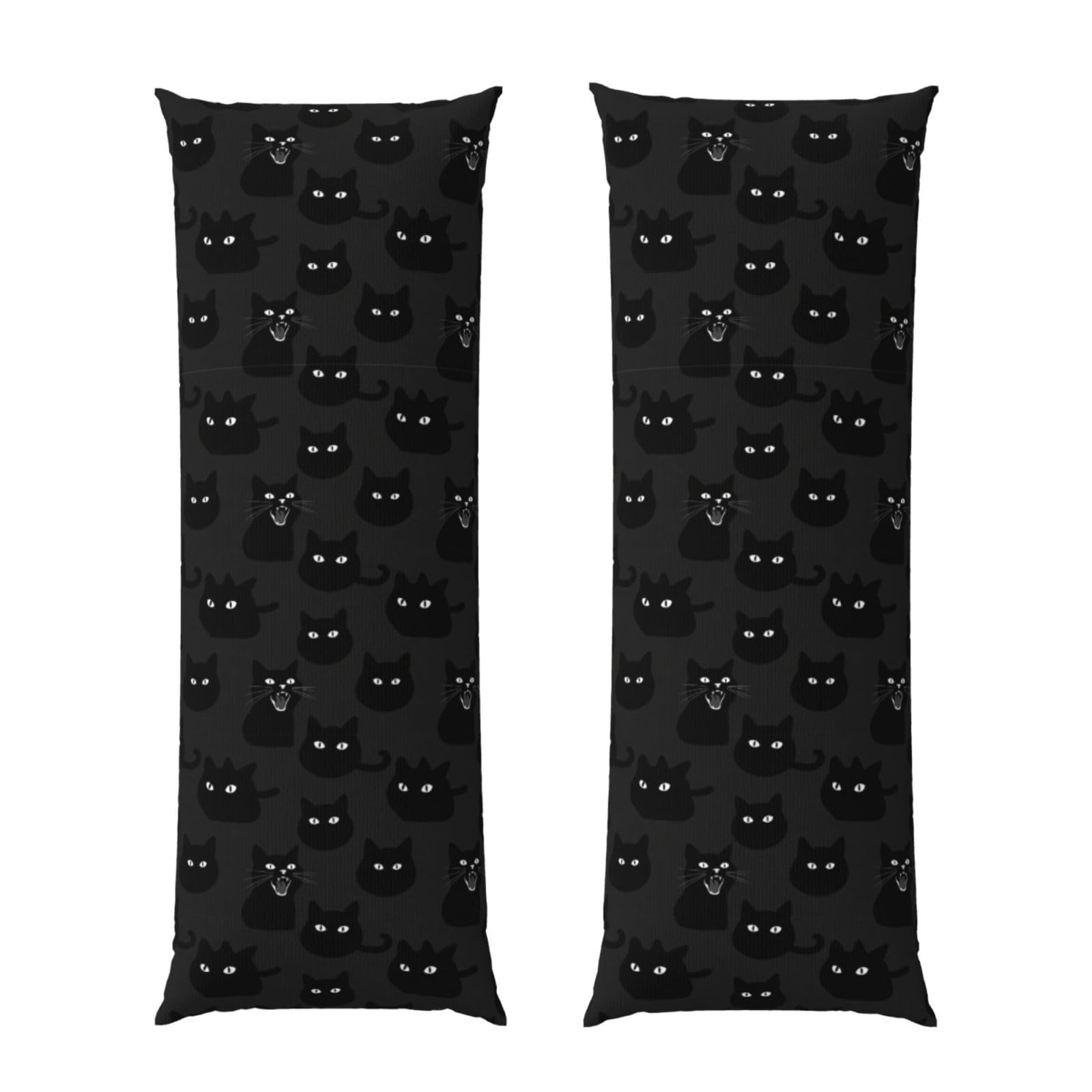 Body Pillowcase 20x60 Black Cat, Cozy Plush Velvet Pillow Cover with Hidden Zipper, Soft Cushion Case for Bedroom Sofa Home Decor