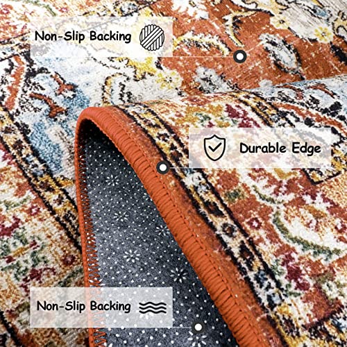 Bohemian Area Rug, 2X4.3 Boho Rugs Washable Kitchen Runner Rug Non-Slip Distressed Hallway Mat Non-Shedding Boho Entryway Rug Vintage Throw Carpet For Bedroom Laundry Bathroom Indoor Office #TOP2